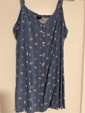 Torrid Blue and White Flowy Tank with Adjustable Straps - 2x